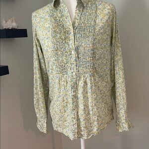 GAP Floral Button-Down Shirt - Cream and Yellow, size small